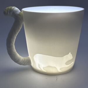 KINTO Cat Mug Tail Handle White Bisque MugTail Cup Votive Candle Holder